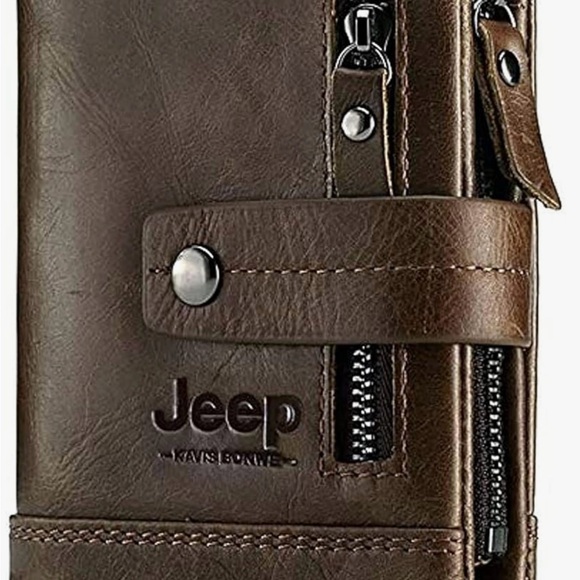 Jeep Dark Brown Leather Wallet - Picture 1 of 6